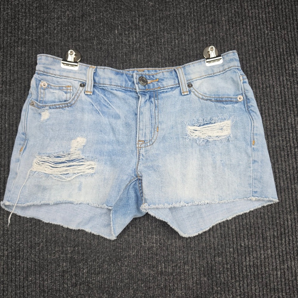 Gap Sexy Boyfriend Denim Shorts Light Wash Distressed Frayed Hem Size 0/25